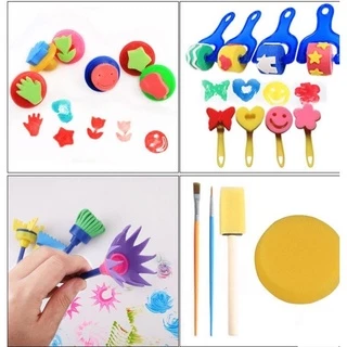 ชุดแปรงฟองน้ำสำหรับเด็ก 30 ชิ้น เครื่องมือวาดภาพ DIY สำหรับเด็กของเล่นระบายสีเพื่อการศึกษา แปรงทาสีโปสเตอร์ Poster Paint