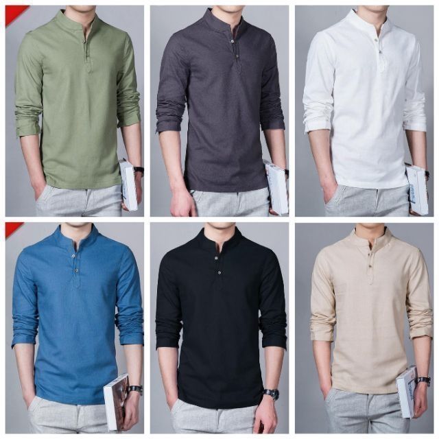 เสื้อโปโล คอจีน ผ้าแชมเบรย์แบบเดียวกับแบรนญี่ปุ่นชื่อดัง [โล๊ะราคาผ้าแบบเดิม]