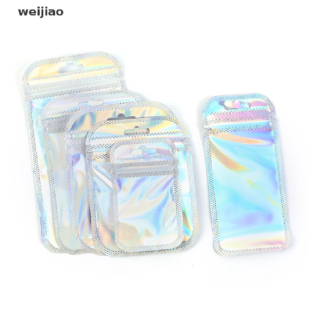 wei 50Pcs Laser Aluminum Foil Mylar Zip Lock Bags Reclosable Candy