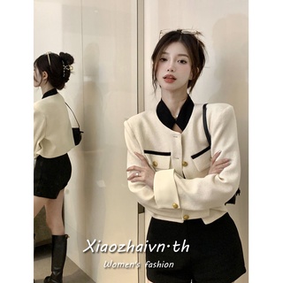 Xiaozhainv เสื้อโค้ทแขนยาว คอปกตั้ง เข้ากับทุกการแต่งกาย แฟชั่นสไตล์เกาหลี สําหรับผู้หญิง