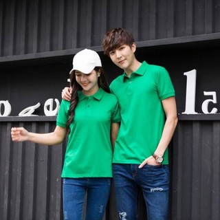 💃🕺เสื้อโปโลชาย เสื้อคอปกชาย/หญิง คอปกรัดแขน ผ้านิ่ม สบายตัว PoLo ผ้าCOTTON (สีเขียว)💃🕺