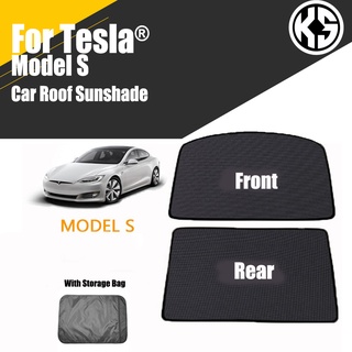 Tesla อุปกรณ์เสริมCar Glass Roof Sunshade For Tesla Model S Front Rear Sunroof Windshield Skylight Blind Shade Net UV ro