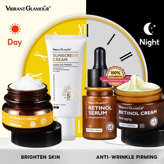 Vibrant GLAMOUR ครีมกันแดด ต่อต้านริ้วรอย ลดเลือนจุดด่างดํา ลดเลือนริ้วรอย ดูแลผิว 4 ชิ้น