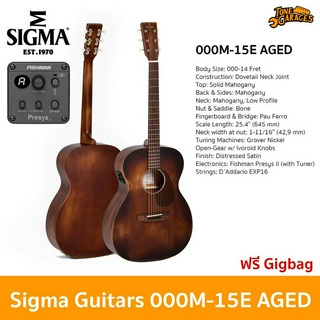 Sigma Guitars DM-15E-AGED Acoustic Guitar กีต้าร์โปร่งไฟฟ้า กีต้าร์อคูสติกไฟฟ้า ทรง Dreadnought