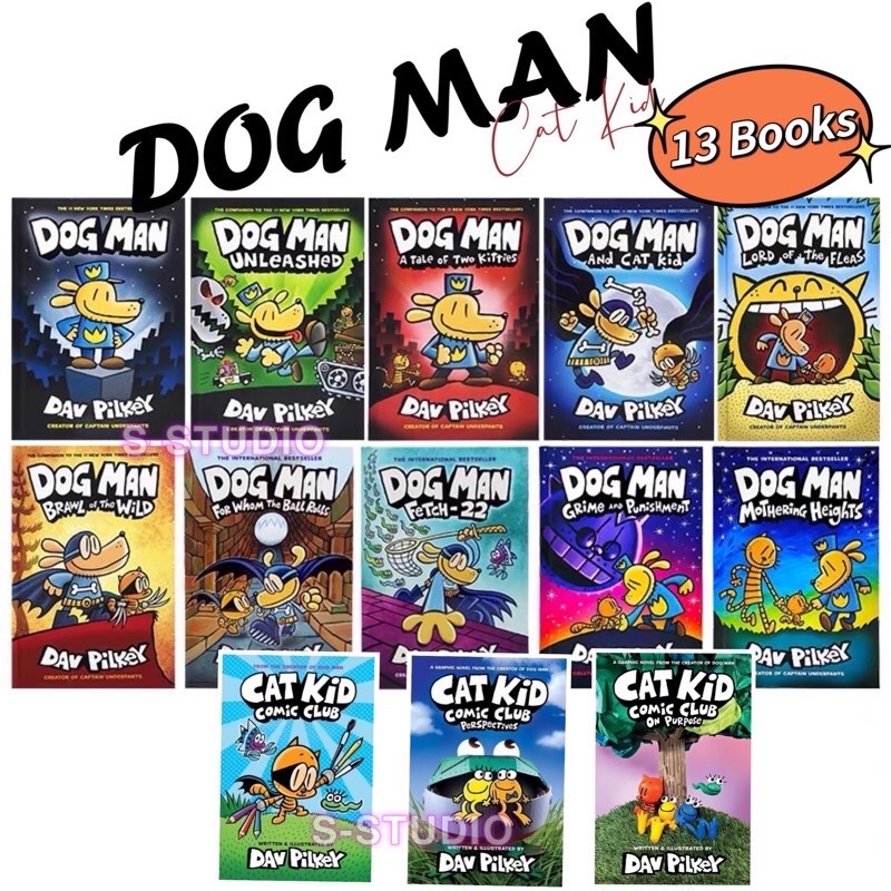 Dog man 13books เซท 13 เล่ม ปกแข็ง Cat Kid Comic Club: Perspectives Cat Kid Comic Club: On Purpose