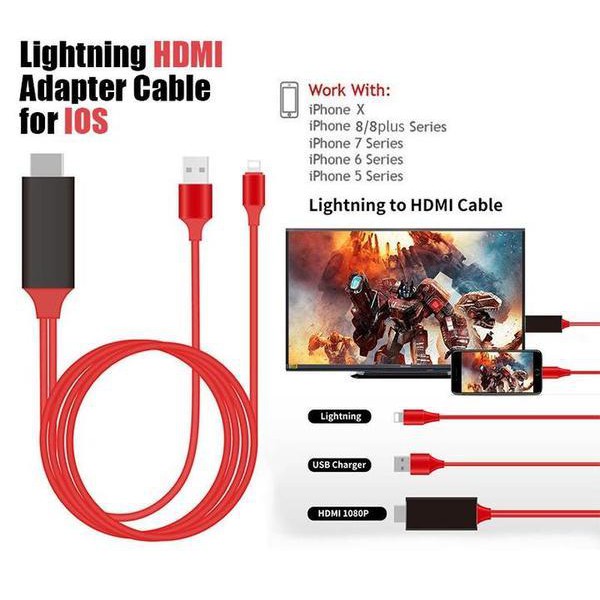 สายต่อทีวีกับมือถือ สายต่อทีวี สายต่อทีวีไอโฟน Adapter Iphone to HDMI สายต่อไอโฟน กับ HDMI เชื่อมต่อ