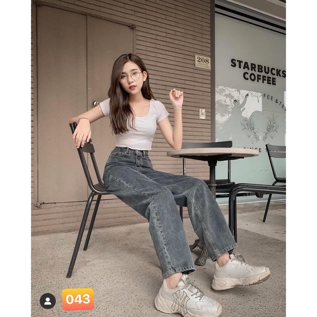 กางเกงยีนส์ผู้หญิงขากว้างคุณภาพสูงสวยมาก BB3100