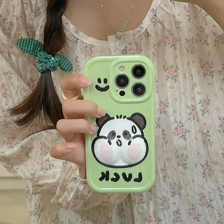 💕พร้อมส่ง💕iPhone 14 13 12 11 Pro Max เคส for เคสไอโฟน11การ์ตูน  บางเบาพกพาง่าย น่ารัก หมีแพนด้า 3D สามมิติ   Case