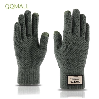 Qqmall ถุงมือผ้าขนสัตว์กันหนาวสําหรับผู้ชาย