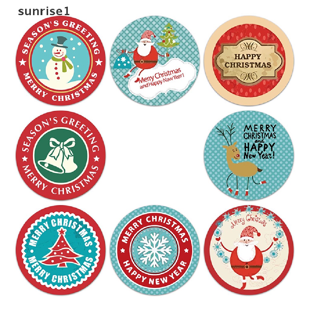 ZHOUBA 60Pcs Merry Christmas Printed Self-Adhesive Label Sticker Gift Packege Decor