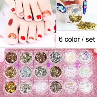 ฟอยล์แก้ว Nail Foil Set 6 สี A,B,C