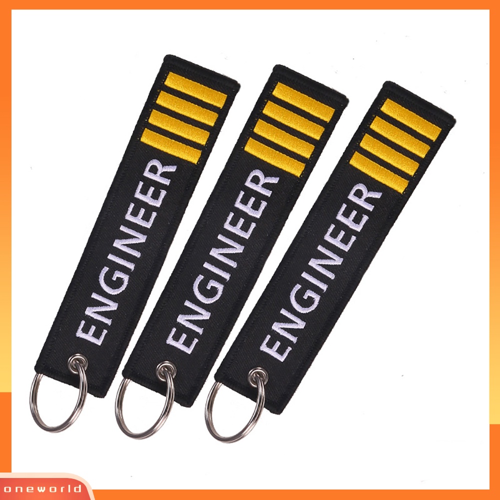 พวงกุญแจ แหวน ปักลาย Ow Engineer Four Bars สําหรับตกแต่งกระเป๋า กุญแจรถยนต์