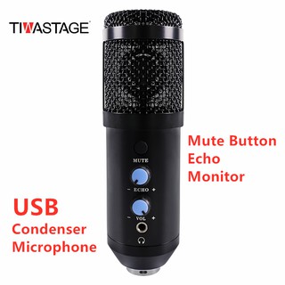 USB Condenser Microphone ไลฟ์สด อัดเสียงได้หมด มาพร้อมขาตั้งโต๊ะ รองรับ Window / Mac ต่อแล้วใช้งานได้เลย