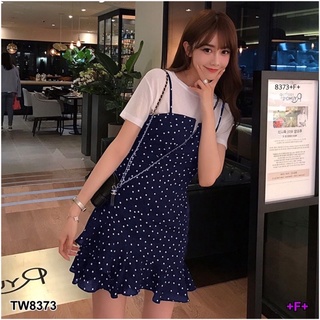 TW8373 Set 2ชิ้น เสื้อยืดแขนสั้นทรงครอง ผ้ายืด