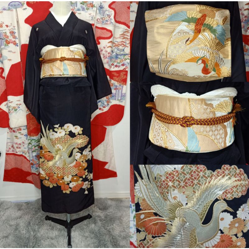 พร้อมส่ง Set Kuro Kimono กิโมโนคุโระ มือสอง ของแท้จากญี่ปุ่น