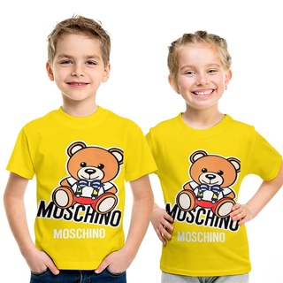 เสื้อยืด พิมพ์ลาย Moschino 3 มิติ แฟชั่นฤดูร้อน สําหรับเด็กผู้หญิง และเด็กผู้ชาย