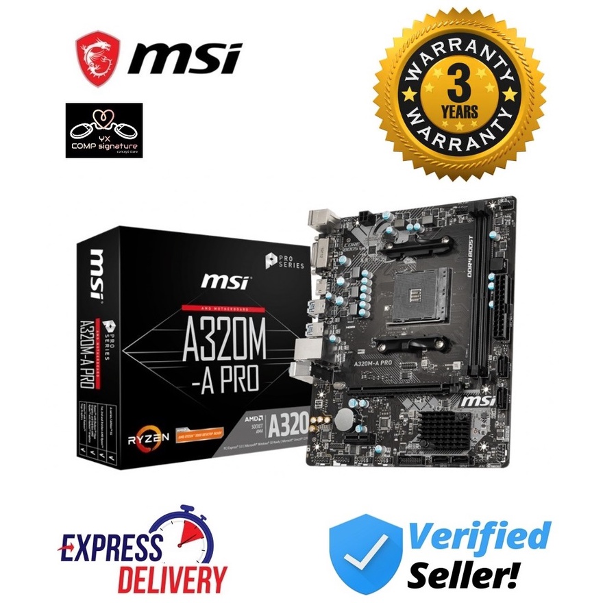 Msi A320M-A PRO AMD AM4 Matx เมนบอร์ด A320M A PRO