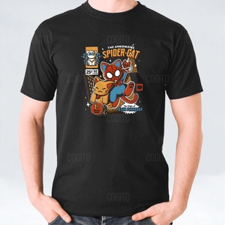 ผ้าฝ้ายคอกลมเสื้อยืด พิมพ์ลาย Spider Cat Spider Inspired Lelaki Wanita Spider Kucing สไตล์คลาสสิก ไม่ซ้ําใคร สําหรับผู้ช