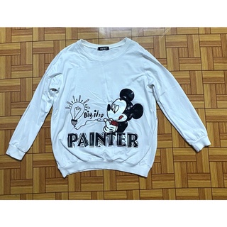 เสื้อแขนยาวสีขาว ลายมิคกี้เมาส์ | Shopee Thailand