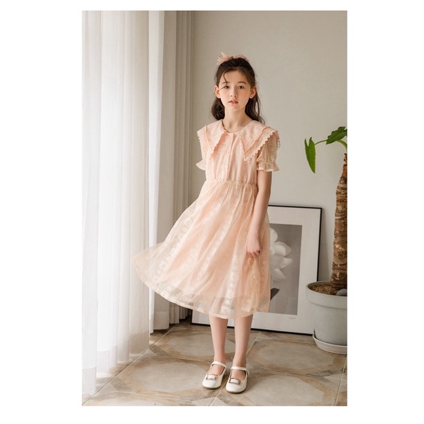 เดรสเกาหลีลูกไม้ สีชมพู / Z61 / 620