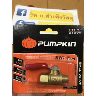 PUMPKIN บอลวาล์ว ทองเหลืองแท้ เกลียวนอก-ใน 1/4" รุ่น PTT-MF (31375)