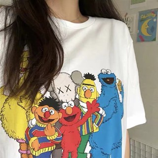 เสื้อโอเวอร์ไซส์ ผ้าcotton kaws sesame street oversize