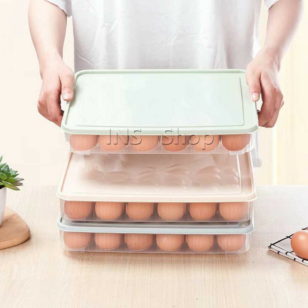 กล่องเก็บไข่ ที่เก็บไข่ กันกระแทก เก็บได้24ฟอง (คละสี) egg storage box