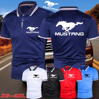 2022 เสื้อโปโลแขนสั้นผ้าฝ้ายสไตล์คลาสสิกสําหรับผู้ชาย Ford Mustang