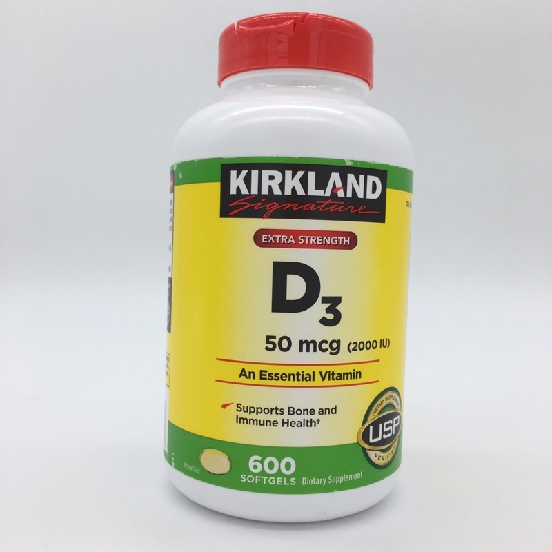 วิตามินดี3 Vitamin D3 Kirkland Signature Extra Strength D3 50 mcg (2000 iu) 600 เม็ด