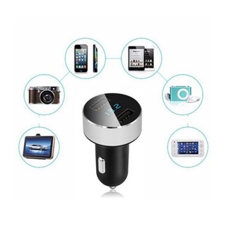 ที่ชาร์ตในรถยนต์Car Charger Smart Dual USB Charger 4.8A Intelligence Quick Charging LED Digital Screen Display Silver