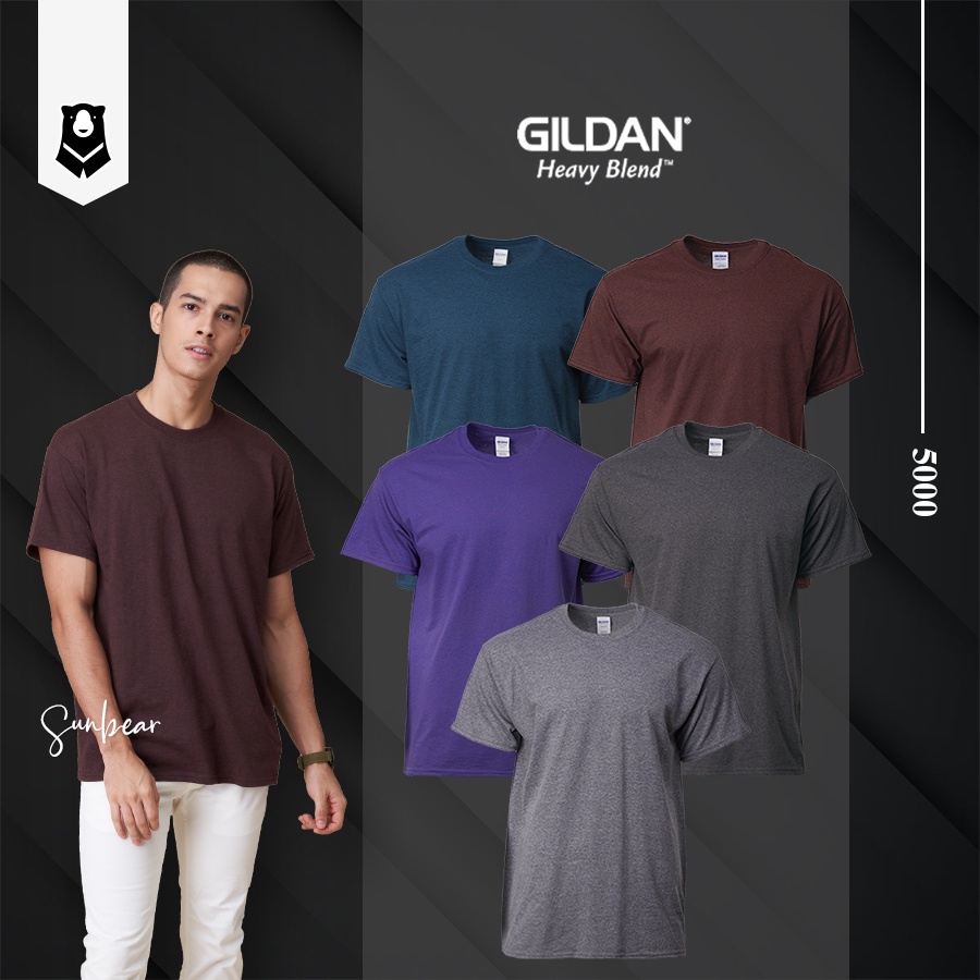 SUNBEAR Gildan Heavy Cotton เสื้อยืดผ้าฝ้ายธรรมดาสําหรับผู้ใหญ่ Unisex 5000