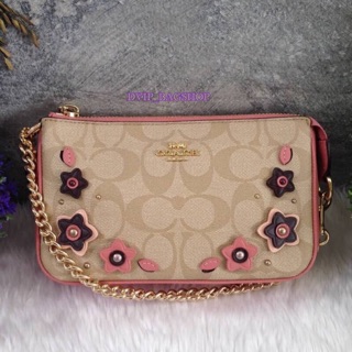 COACH ARGE WRISTLET 19 IN SIGNATURE CANVAS WITH FLORAL APPLIQUE แท้💯%