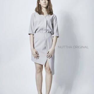 NTSK007 ARIAL SKIRT (grey) กระโปรงทรงสอบ ผ่าเฉียงข้าง