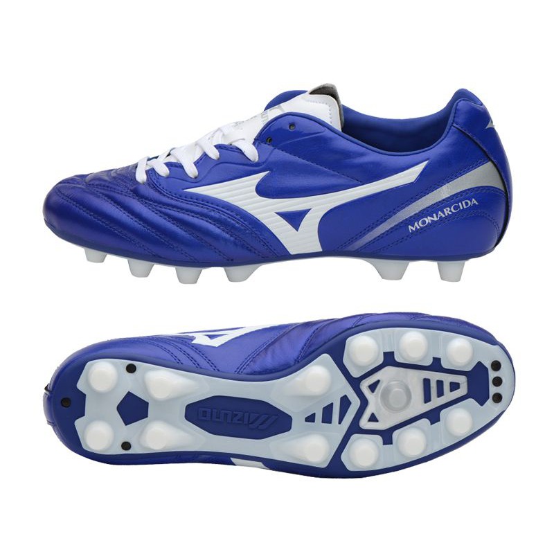 รองเท้าสตั๊ด mizuno ของแท้  รองเท้าฟุตบอล  รุ่น Monarcida II Made in Japan  สีน้ำเงิน 255 JP / 7.5   US