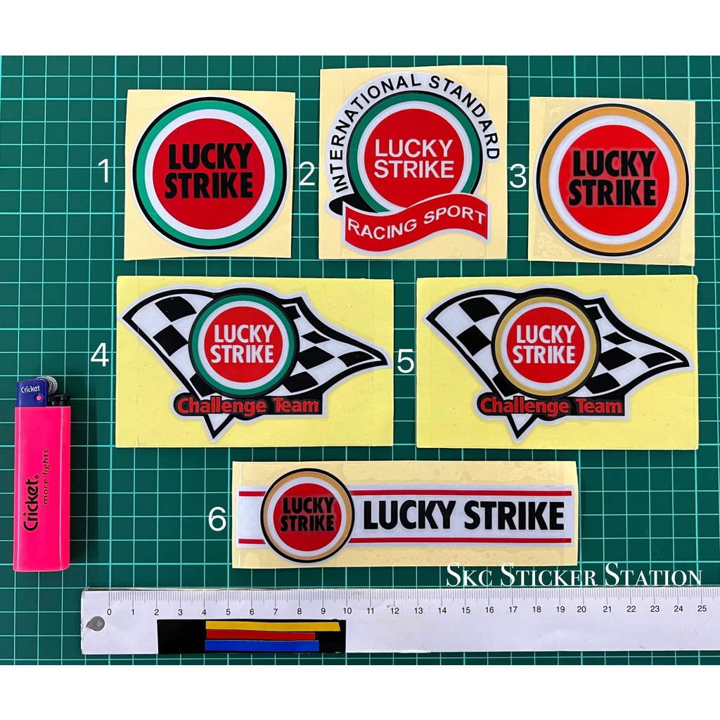Lucky strike Designs สติ๊กเกอร์ตัดทับซ้อนกันสะท้อนแสง luckystrike lucky strike flag racing sport