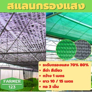 สแลนกรองแสง แสลน  สีดำ สีเขียว 70% 80% กว้าง 1 เมตร ยาว 10 / 15 เมตร ตาข่ายกันแดด กันฝุ่น สแลนกันยูวี ลดร้อน กันแดด บังแ