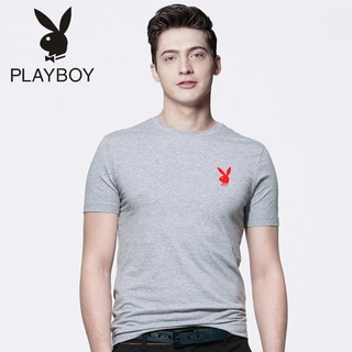 playboy เสื้อยืดแขนสั้นผ้าฝ้ายระบายอากาศได้ดี