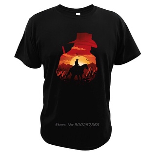 เสื้อยืดผ้าฝ้ายพิมพ์ลายแฟชั่น เสื้อยืด ผ้าฝ้าย พิมพ์ลายเกม Red Sunset Camiseta Cowboy Riding Dutch Van Der Linde สําหรับ