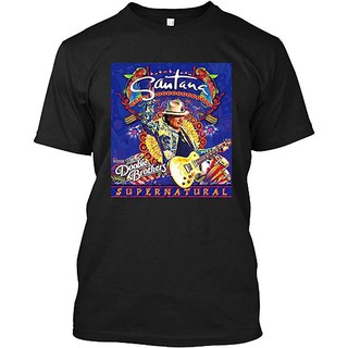 เสื้อยืดผ้าฝ้ายCOTTON เสื้อยืดคอกลม ผ้าฝ้าย 100% พิมพ์ลาย Carlos Supernatural Santana Tour ขนาดใหญ่ ของขวัญวันขอบคุณพระเ