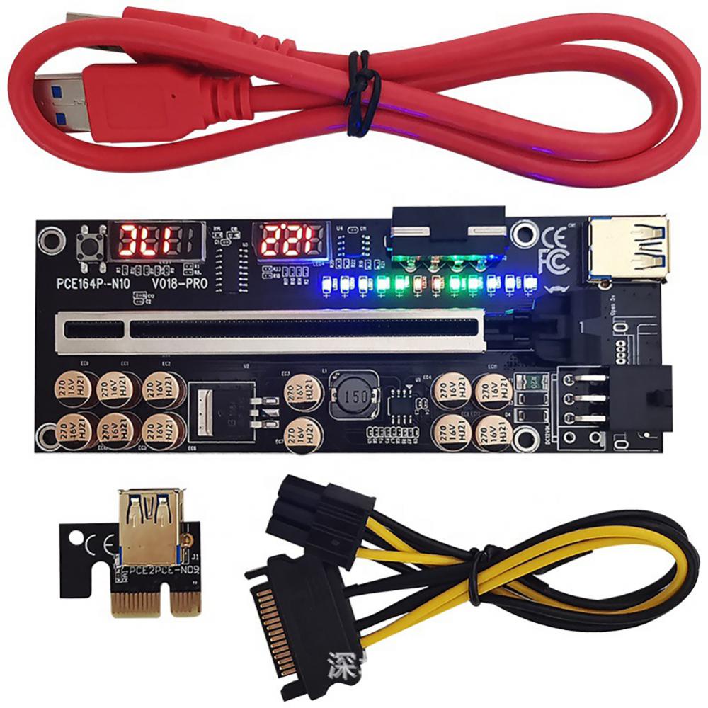 6 ชิ้น 1X ถึง 16X Extender 6pin อะแดปเตอร์ GPU USB 3.0 PCIE Riser สาย VER018 PRO PCI-E Riser การ์ด