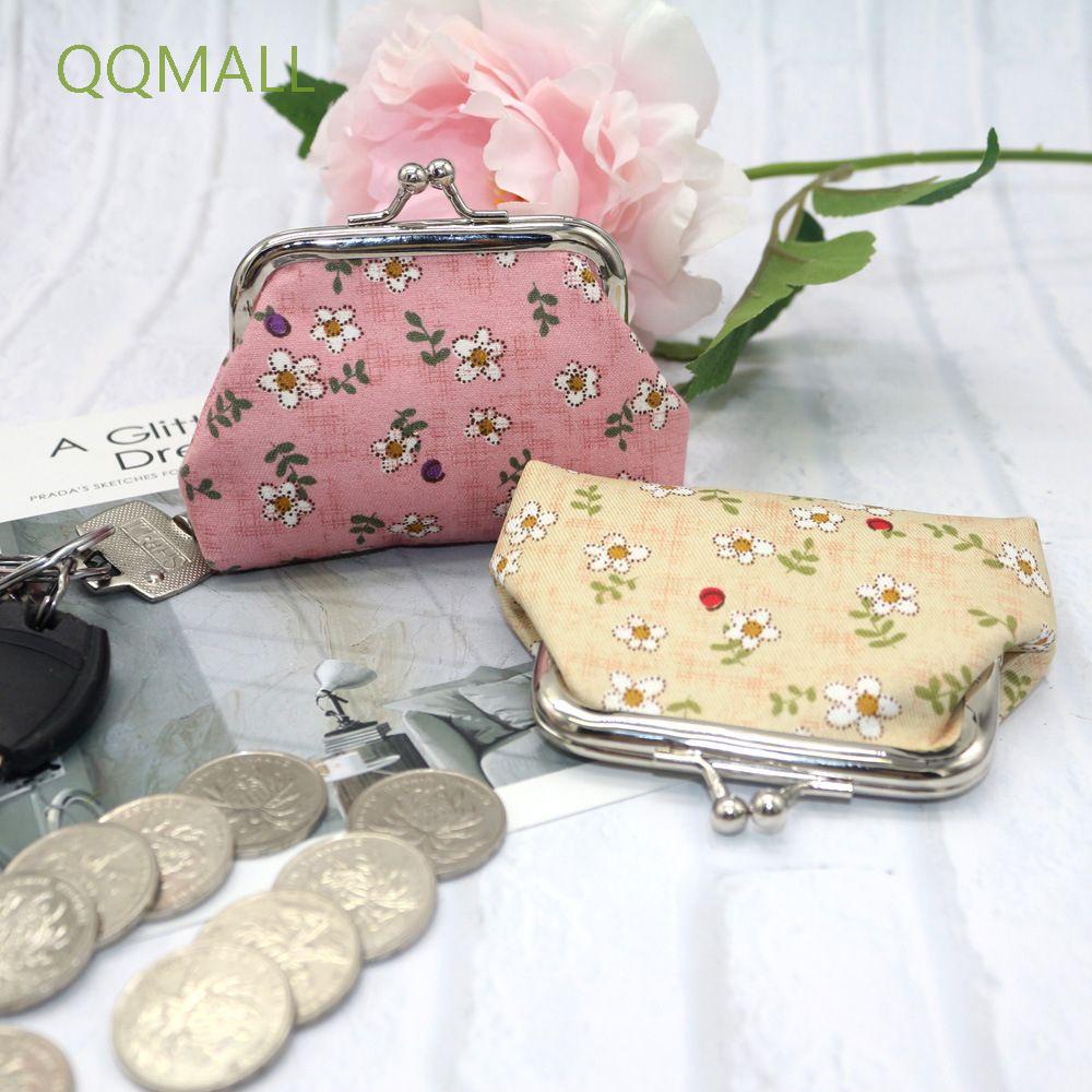 Qqmall คลัทช์กระเป๋าสตางค์ใบเล็กพิมพ์ลายดอกไม้สีสดใสสไตล์วินเทจย้อนยุคสําหรับสตรี