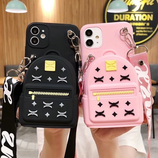 เคสโทรศัพท์มือถือ ซิลิโคนนิ่ม พร้อมสายคล้อง แฟชั่น สําหรับ iPhone14 Pro Max 14 Plus 13 Pro Max 12 Pro Max 11 Pro Max