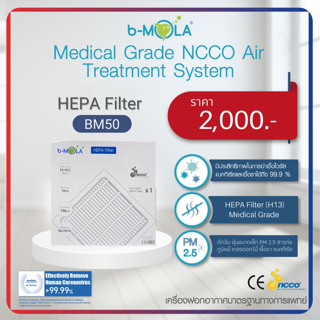 b-MOLA (บีโมลา) แผ่นกรอง HEPA Fillter รุ่น BM50