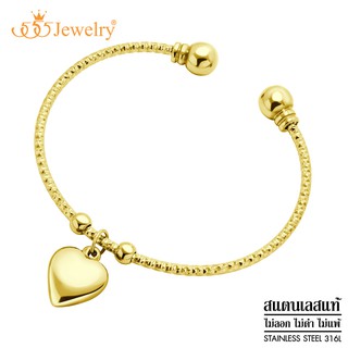 555jewelry กำไลข้อมือสแตนเลส ห้อยจี้รูปหัวใจ ผิวมันเงา ดีไซน์สวย รุ่น MNC-BG391 - กำไลข้อมือแฟชั่น กำไลข้อมือสวยๆ (BG43)