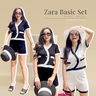 Canwear_Studio ll Zara Basic set เซ็ทไหมพรม 2 ชิ้น ชุดเซ็ทไปทะเล ชุดเซ็ทไหมพรมเสื้อและกางเกง ชุดเซ็ทไปคาเฟ่