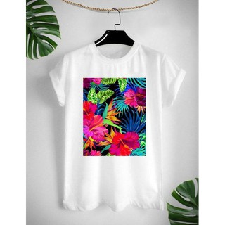 เสื้อยืดลาย Tropical ใส่สบาย ไม่ยืด ไม่ย้วย สีสันสดใส