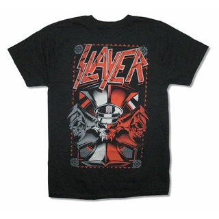 เสื้อยืดผ้าฝ้ายCOTTON เสื้อยืด พิมพ์ลายหัวกะโหลก Slayer Propaganda สําหรับผู้ชายS-5XL