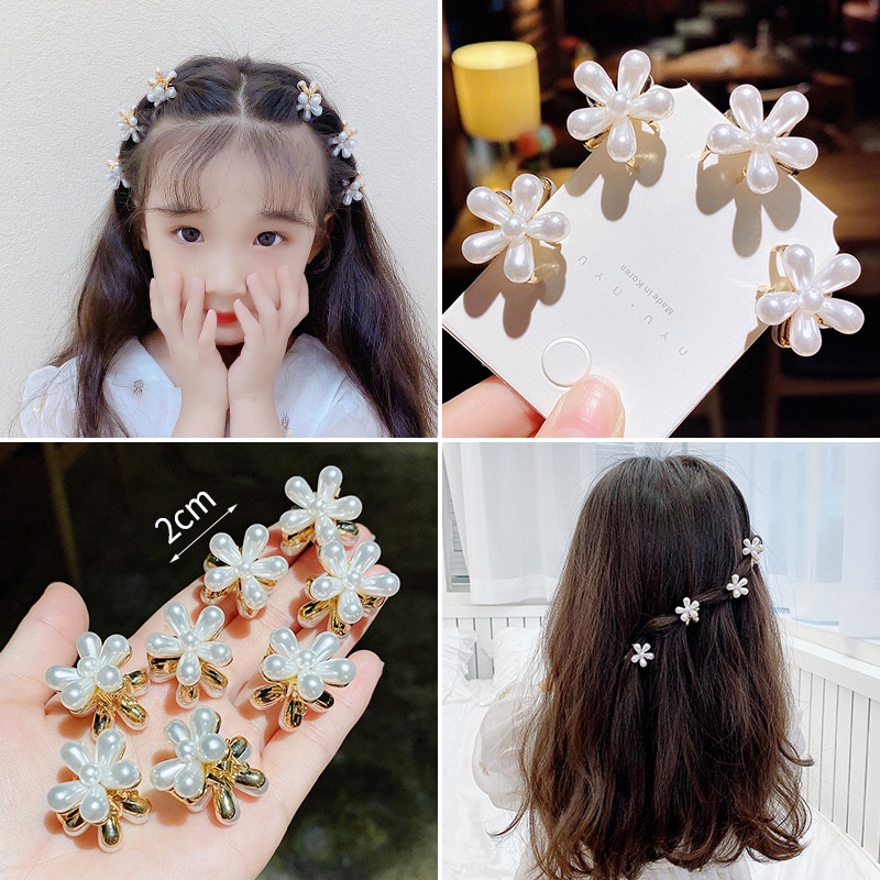 กิ๊บติดผมน่ารักสําหรับสาวมุกดอกไม้กิ๊บบางกรงเล็บคลิปมุกขนาดเล็กเรียบคลิปอุปกรณ์ผม