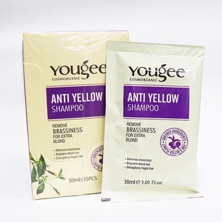 💄พร้อมส่ง Yougee anti yellow Shampoo ยูจี แอนตี้ เยลโล่ แชมพู ลดไรเหลือง 30 ml. ฆ่าไรเหลือง แชมพูม่วง