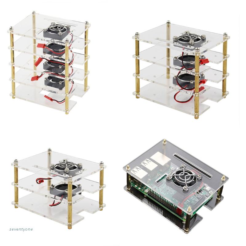 ~ เคสหลายชั้นสําหรับ Raspberry Pi Cluster Pi 4 B Pi พร้อมพัดลมระบายความร้อนสําหรับ Raspberry Pi 3 รุ